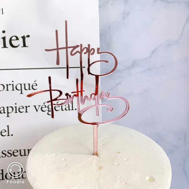 Промо-Топпер для торта С Днем Рождения Детский Showe Золотой Серебряный Акриловый