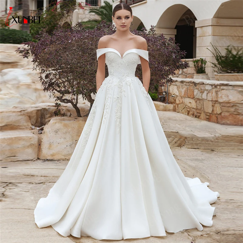 Vestido De Noiva, свадебные платья трапециевидной формы, бохо, с открытыми плечами, аппликация, бисер, свадебное платье с кружевами, шлейф, свадебны...
Vestido De Noiva, свадебные платья трапециевидной формы, бохо, с открытыми плечами, аппликация, бисер, свадебное платье с кружевами, шлейф, свадебны...