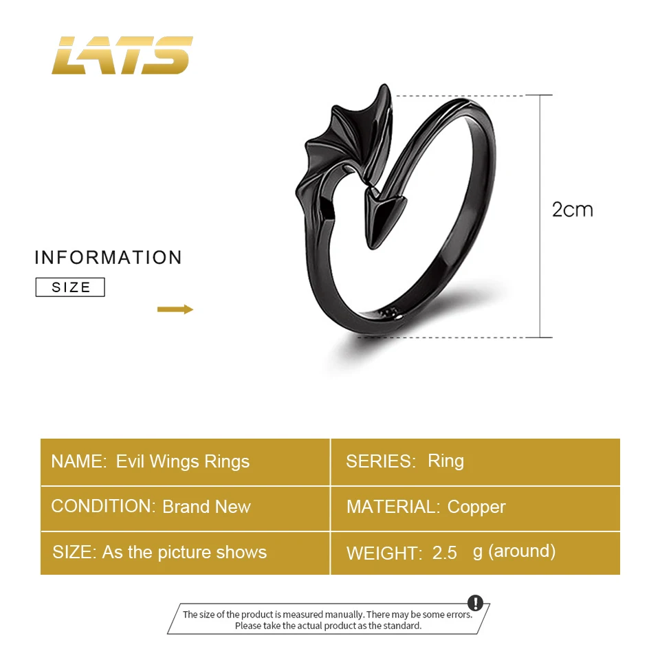 LATS Punk Vintage Evil Wings Rings for Women Men Couple Wedding Ring Opening Angel Wing Version Rings Korean Jewelry
LATS Punk Vintage Evil Wings Rings for Women Men Couple Wedding Ring Opening Angel Wing Version Rings Korean Jewelry