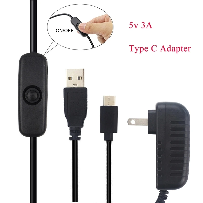 for Raspberry Pi 4B Power Supply 5V 3A Type-C Power Adapter with ON/OFF Switch USB-C Charger
for Raspberry Pi 4B Power Supply 5V 3A Type-C Power Adapter with ON/OFF Switch USB-C Charger