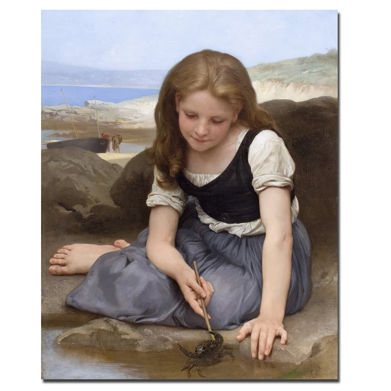 

Famous Portrait Oil Painting Le crabe by William Adolphe Bouguereau Poster and Print Canvas Wall Art for Living Room Home Decor