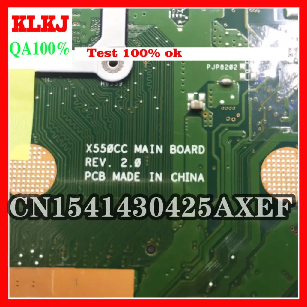 KLKJ X550CC For ASUS X550 X550C X550CA X550CL Laptop Motherboard X550CC Mainboard I3 CPU GM 100% WORK Test Original Motherboard
KLKJ X550CC For ASUS X550 X550C X550CA X550CL Laptop Motherboard X550CC Mainboard I3 CPU GM 100% WORK Test Original Motherboard