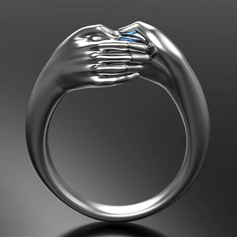 Elegant Fashion Women Metal Double Hand Embrace Ring Sapphire Decoration Casual Party Plated Geometric Silver Ring Jewelry
Elegant Fashion Women Metal Double Hand Embrace Ring Sapphire Decoration Casual Party Plated Geometric Silver Ring Jewelry