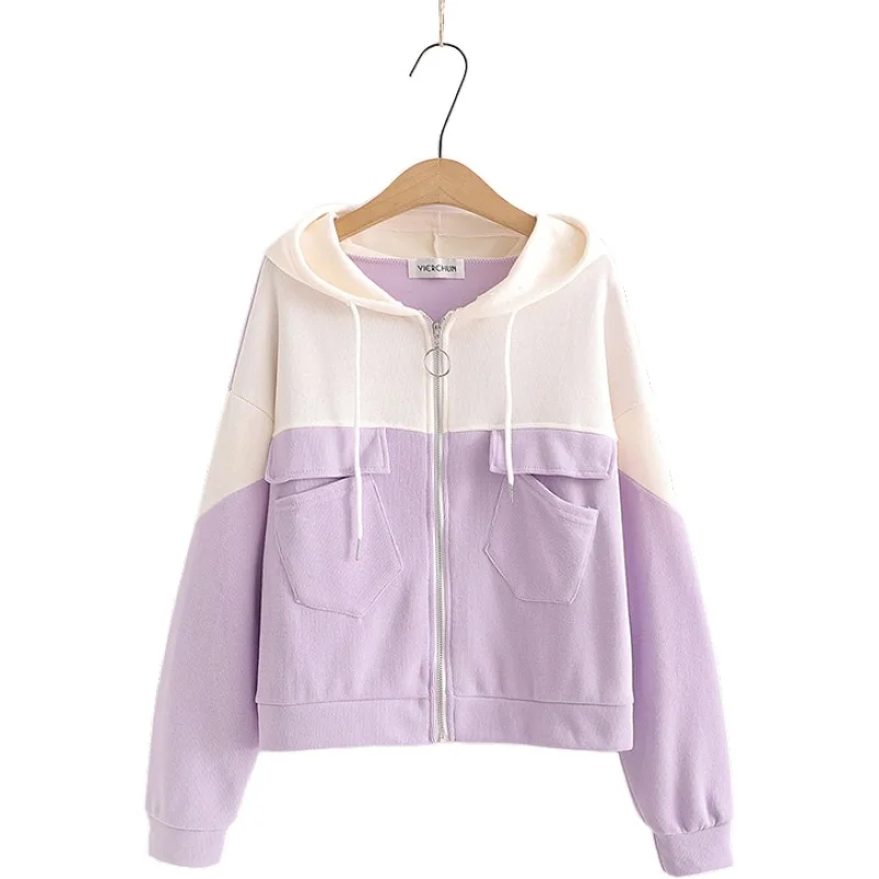 Women's Hooded Jacket 2021 Autumn Drawstring Long Sleeve Bomber Jacket For Female Casual Zipper Patchwork Outwear Coats
Women's Hooded Jacket 2021 Autumn Drawstring Long Sleeve Bomber Jacket For Female Casual Zipper Patchwork Outwear Coats