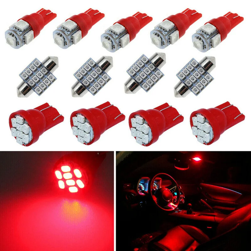 13Pcs Red Car LED Light Auto Inner Dome Map Door License Plate Lamp Bulbs Replace Kits Waterproof Car Accessories Interior Parts
13Pcs Red Car LED Light Auto Inner Dome Map Door License Plate Lamp Bulbs Replace Kits Waterproof Car Accessories Interior Parts