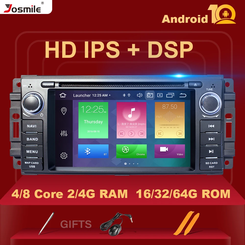 Автомобильный мультимедийный плеер 4 ГБ 1Din Android 10 для Jeep Grand Cherokee Chrysler 300C Compass Patriot