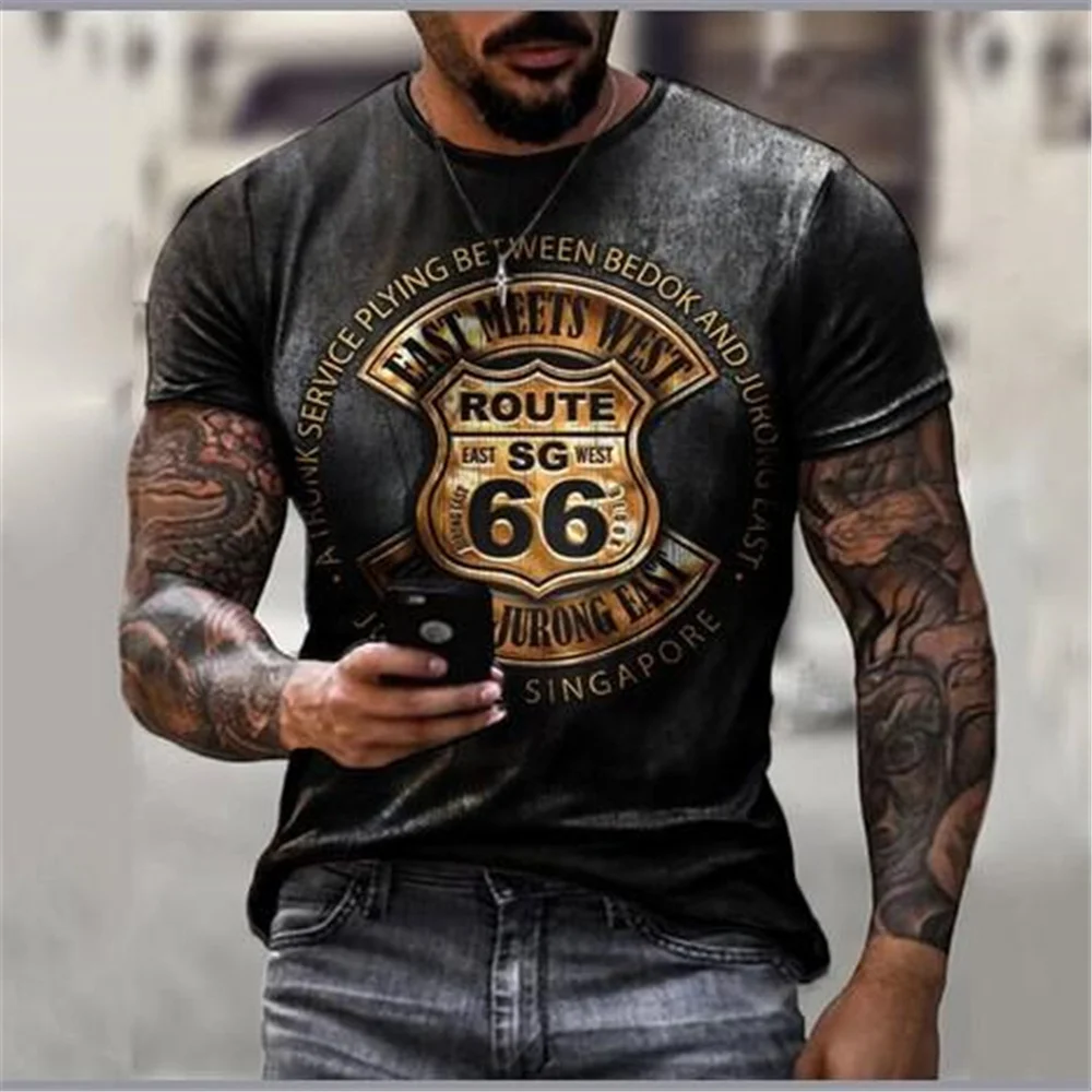 

Men's short-sleeved 3DT shirt 66 youth sports digital printing shirt modern style European and American 3DT new