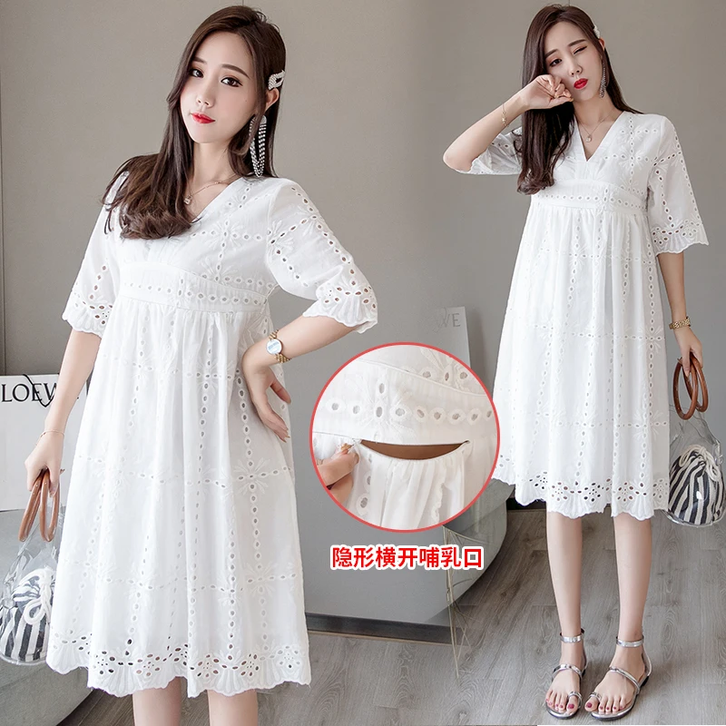 1696# White Cotton Lace Maternity Nursing Dress Summer Korean Fashion Feeding Clothes for Pregnant Women Sweet Pregnancy Mother
1696# White Cotton Lace Maternity Nursing Dress Summer Korean Fashion Feeding Clothes for Pregnant Women Sweet Pregnancy Mother