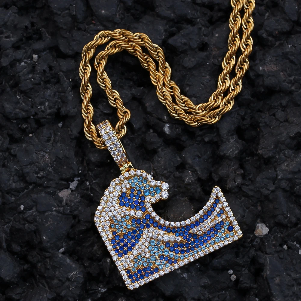 Fashion Jewelry Micro-Inlaid Zircon Kanagawa Surfing Colorful Zircon Wave Pendant High-End Unisex Popular Hip-Hop Accessories
Fashion Jewelry Micro-Inlaid Zircon Kanagawa Surfing Colorful Zircon Wave Pendant High-End Unisex Popular Hip-Hop Accessories