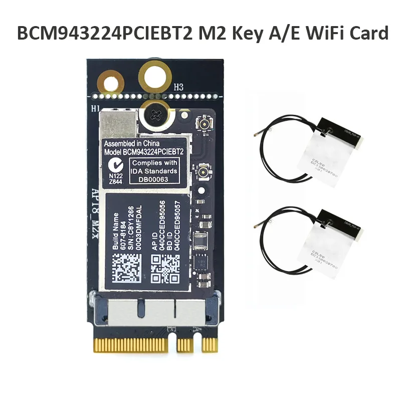Bluetooth 300 NGFF M.2 Key A/E-карта Broadcom BCM943224PCIEBT2, 4,0 Мбит/с, антенны для Mac OS Hackintosh 
Bluetooth 300 NGFF M.2 Key A/E-карта Broadcom BCM943224PCIEBT2, 4,0 Мбит/с, антенны для Mac OS Hackintosh
