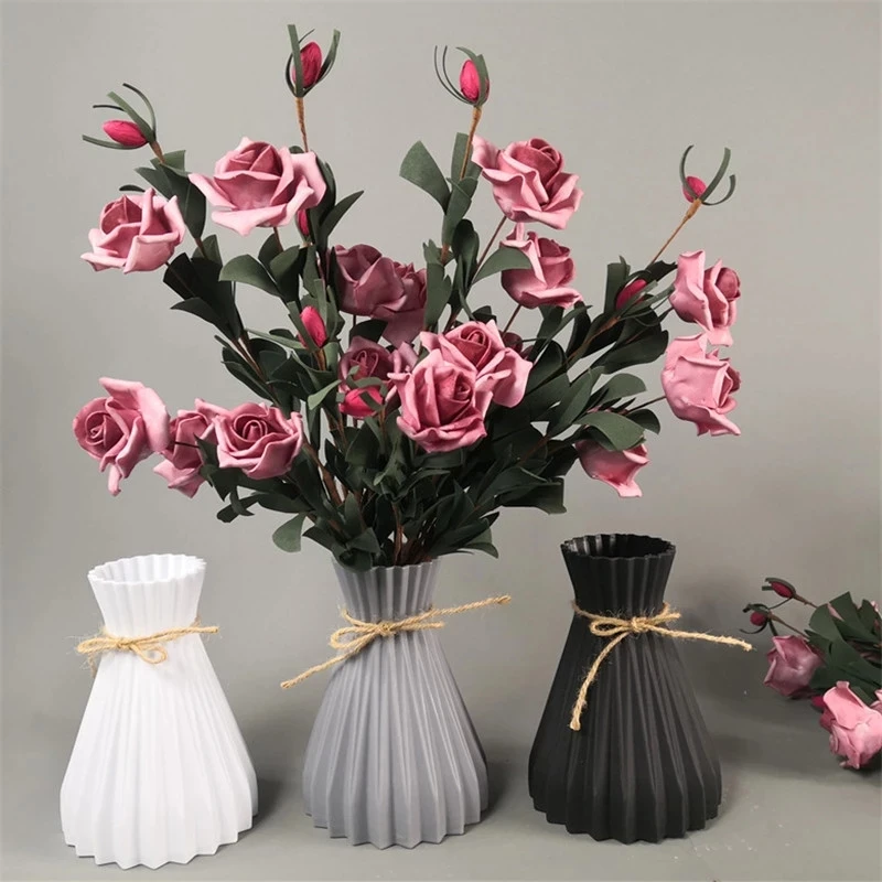 Современные пластиковые вазы имитация керамических цветочных горшков