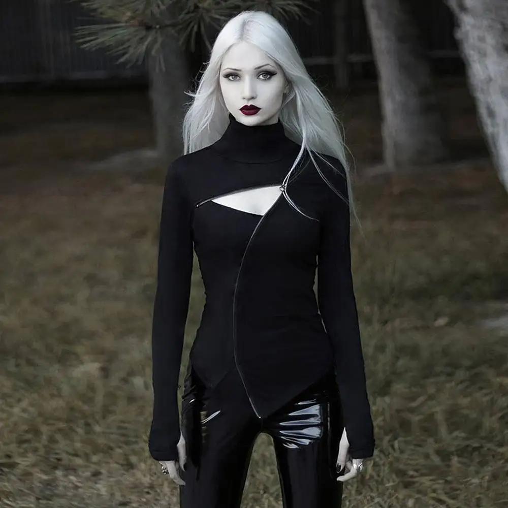 Women Steampunk Gothic Hollowen Out Long Sleeve Stand-up Collar Irregular Dark Zipper Sexy T-Shirt Blouse
Women Steampunk Gothic Hollowen Out Long Sleeve Stand-up Collar Irregular Dark Zipper Sexy T-Shirt Blouse