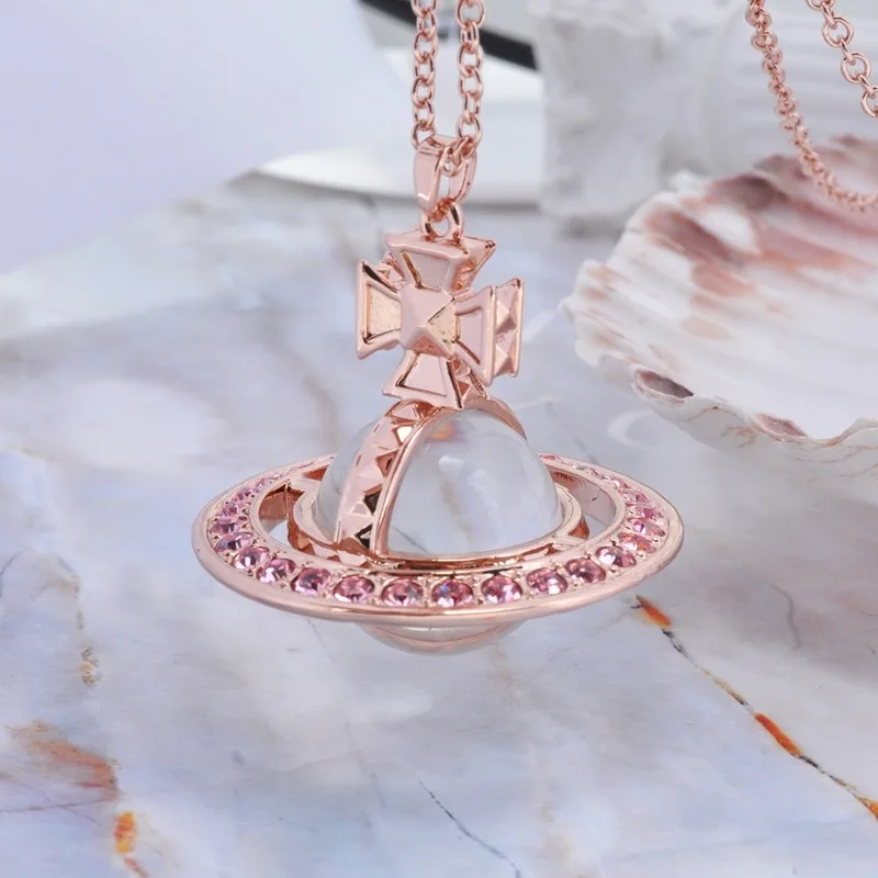 Rose Gold Color big Glass Beads Zircon Planet Charm Necklace Copper Plated Real Gold Sweater Necklace for women Jewelry Gift
Rose Gold Color big Glass Beads Zircon Planet Charm Necklace Copper Plated Real Gold Sweater Necklace for women Jewelry Gift