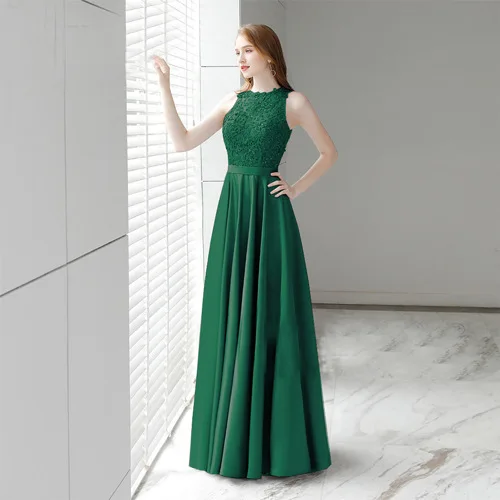 Женское атласное вечернее платье holieach длинное с кружевной аппликацией