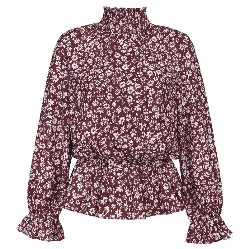 2020 Women Blouse Spring Fashion Flare Long Sleeve Floral Chiffon Shirt Top Loose Casual Blouses Red Turtleneck Ruffles Shirts
2020 Women Blouse Spring Fashion Flare Long Sleeve Floral Chiffon Shirt Top Loose Casual Blouses Red Turtleneck Ruffles Shirts