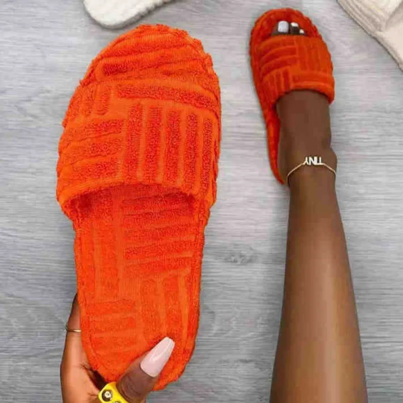 2021 Summer Flat Furry Slippers Women Thick Sole Open Toe Orange Color Mules Outdoor Comfort Leisure Beach Shoes For Girls
2021 Summer Flat Furry Slippers Women Thick Sole Open Toe Orange Color Mules Outdoor Comfort Leisure Beach Shoes For Girls