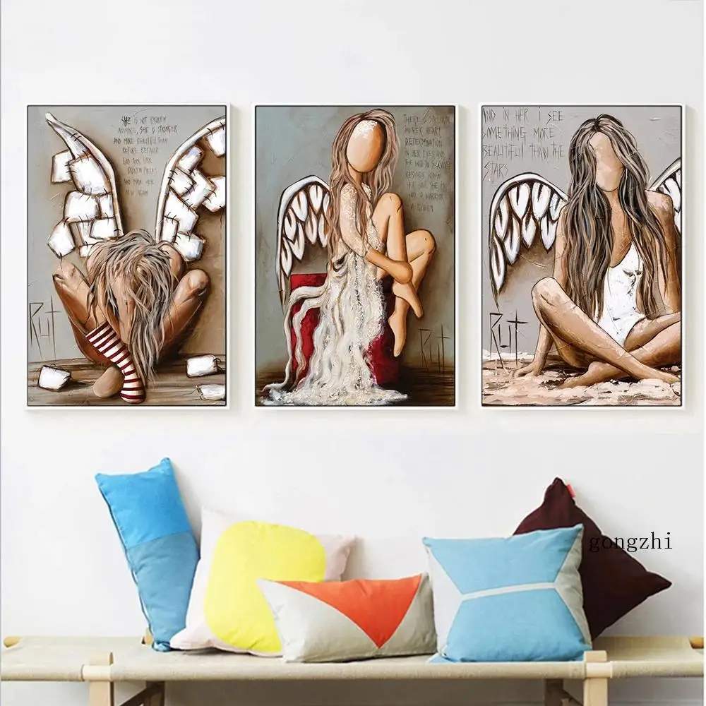 Girl with Wings Abstract Nordic Poster Angel Canvas Painting and Prints Modern Wall Art Pictures for Living Room Home Decoration
Girl with Wings Abstract Nordic Poster Angel Canvas Painting and Prints Modern Wall Art Pictures for Living Room Home Decoration