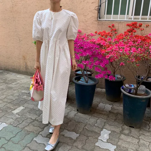 Korean elegant retro dress female yellow three-dimensional wave dot design loose puff sleeve big swing doll dress long dress
Korean elegant retro dress female yellow three-dimensional wave dot design loose puff sleeve big swing doll dress long dress