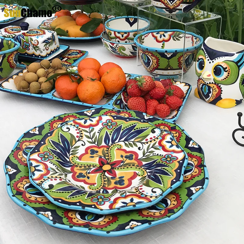 Creative Handpainted Ceramic Spanish Style Fashion Home Western Dish Flat Plate Personalized Restaurant Tableware Salad Plate
Creative Handpainted Ceramic Spanish Style Fashion Home Western Dish Flat Plate Personalized Restaurant Tableware Salad Plate