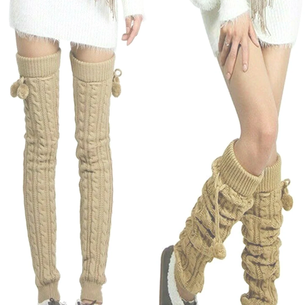 Leg Warmers Women Over Knee Warm Knitted Socks Long Boot Cuffs Leg Warmer with Plush Ball Knit Leg Warmers Japanese
Leg Warmers Women Over Knee Warm Knitted Socks Long Boot Cuffs Leg Warmer with Plush Ball Knit Leg Warmers Japanese