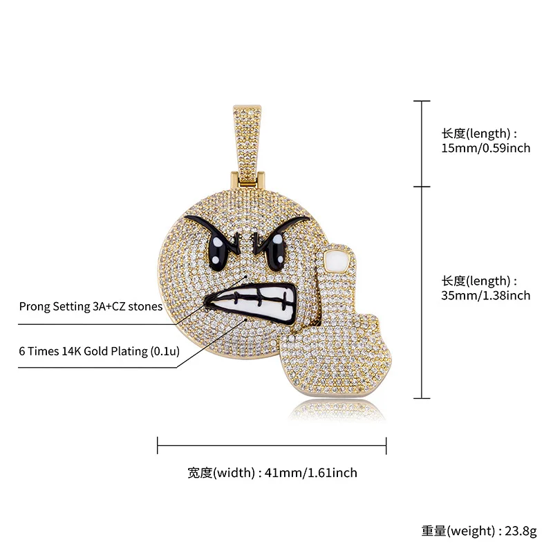New Evil Expression Hip Hop Fashion Pendant Necklace With 4Mm Tennis Chain High Quality Ice Out Cubic Zirconia Jewelry Women Men
New Evil Expression Hip Hop Fashion Pendant Necklace With 4Mm Tennis Chain High Quality Ice Out Cubic Zirconia Jewelry Women Men