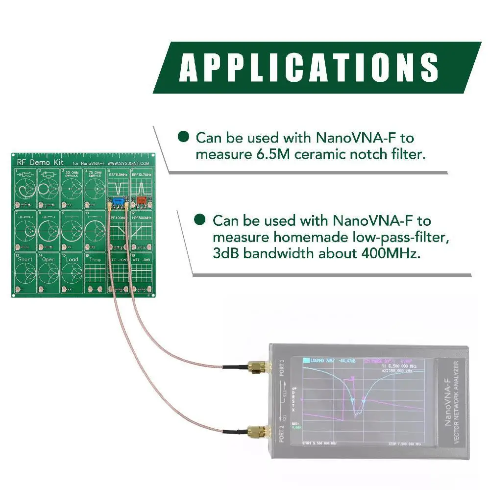 RF Demo Kit for NanoVNA VNA RF Test Board Vector Network Test Filter / Attenuator
RF Demo Kit for NanoVNA VNA RF Test Board Vector Network Test Filter / Attenuator