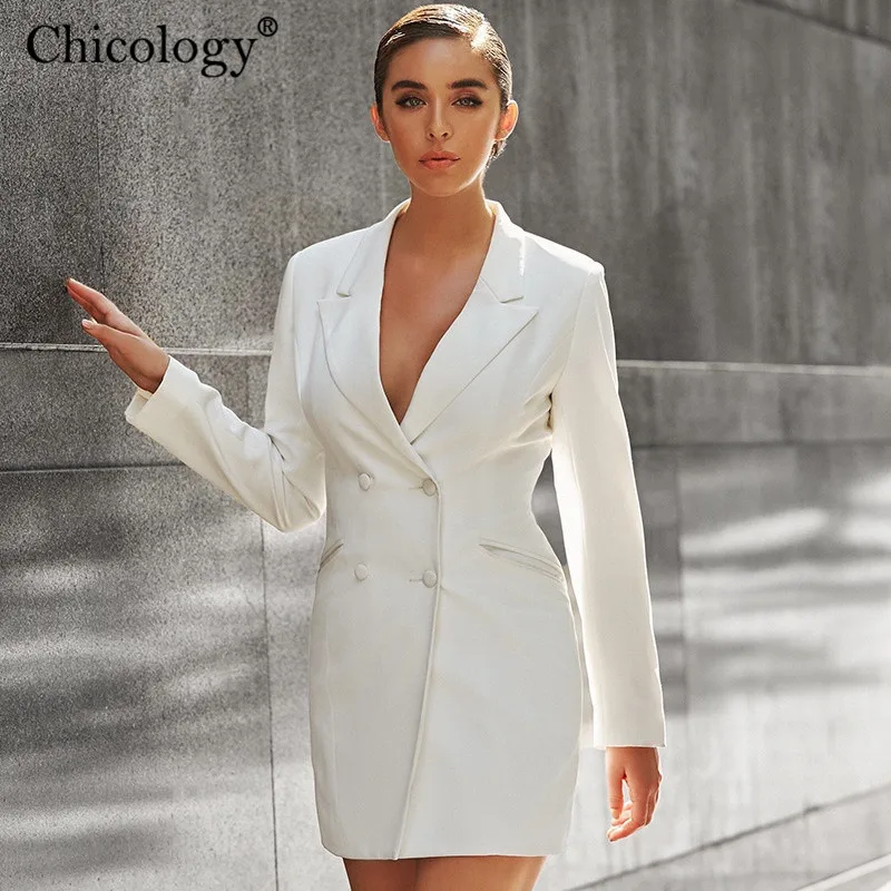 Chicology двубортный нарядные элегантное офисное офисные Офис Леди Блейзер платье