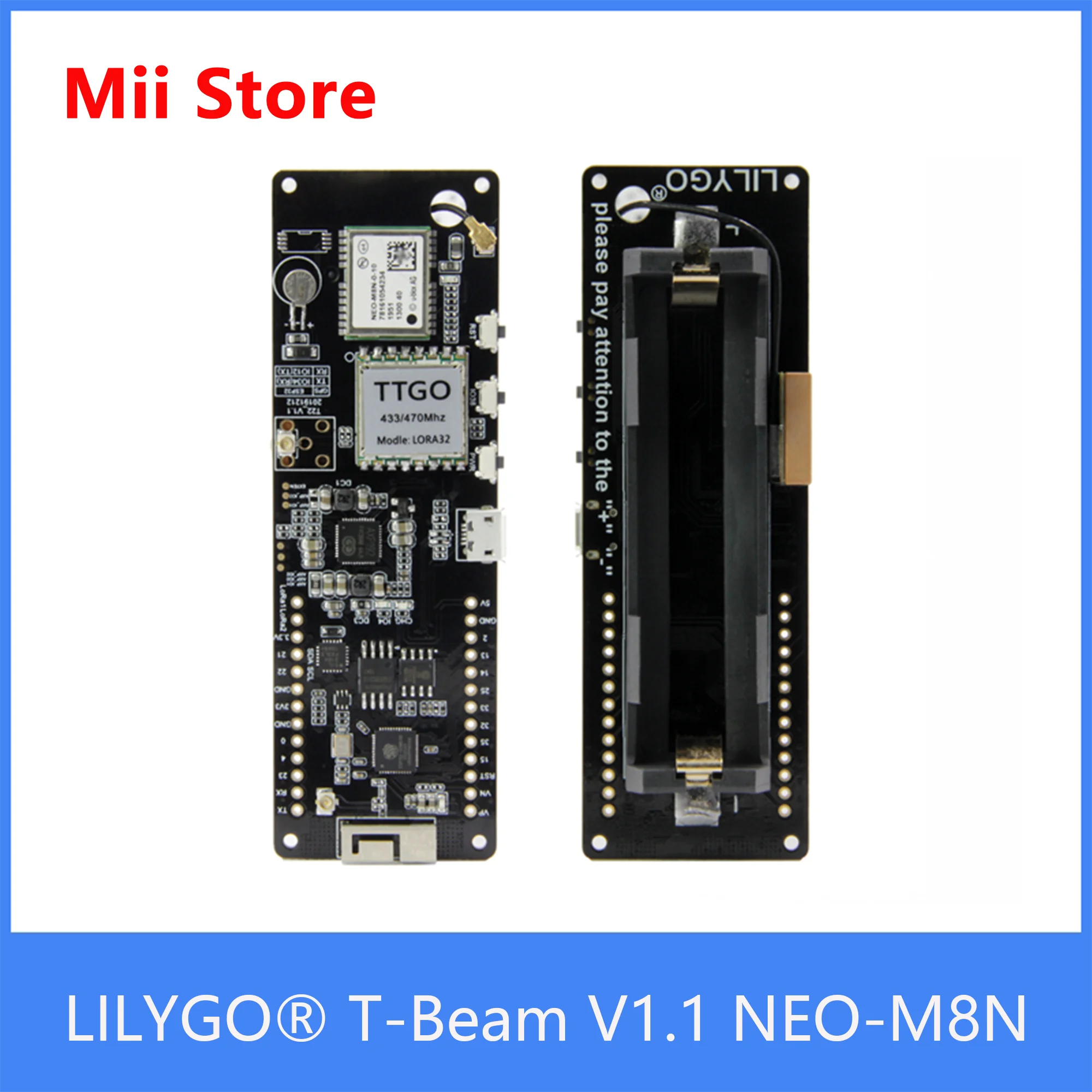 LILYGO® TTGO T-Beam V1.1 ESP32 LORA 433/868/915/923MHZ WiFi Wireless Bluetooth Module GPS NEO-M8N IPEX 18650 Battery Holder
LILYGO® TTGO T-Beam V1.1 ESP32 LORA 433/868/915/923MHZ WiFi Wireless Bluetooth Module GPS NEO-M8N IPEX 18650 Battery Holder