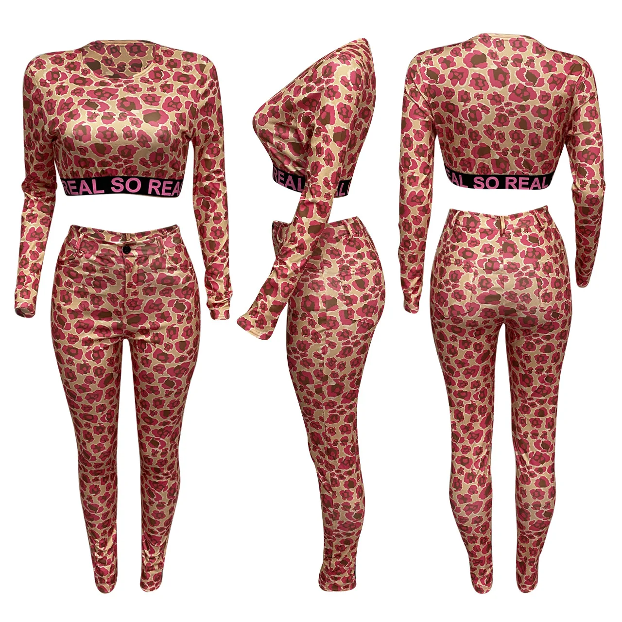 Outfits for Women Long Sleeve Printed Crop Top and Stretch Joggers Sweatpants Two Piece Set Pink Playsuit Wholesale Dropshipping
Outfits for Women Long Sleeve Printed Crop Top and Stretch Joggers Sweatpants Two Piece Set Pink Playsuit Wholesale Dropshipping
