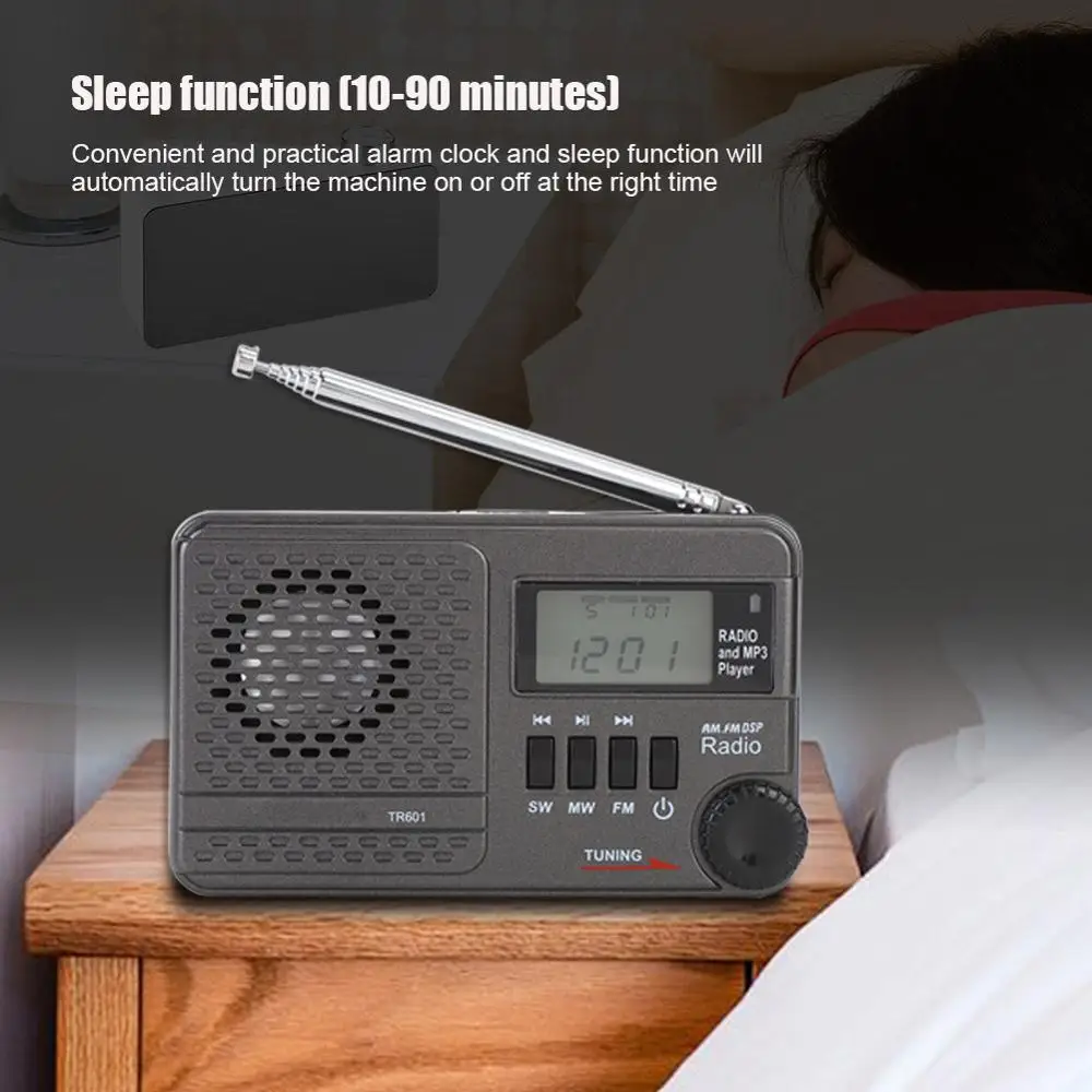 Карманный цифровой радиоприемник DSP AM/SW/FM часы функция сна радио MP3 мини-радио