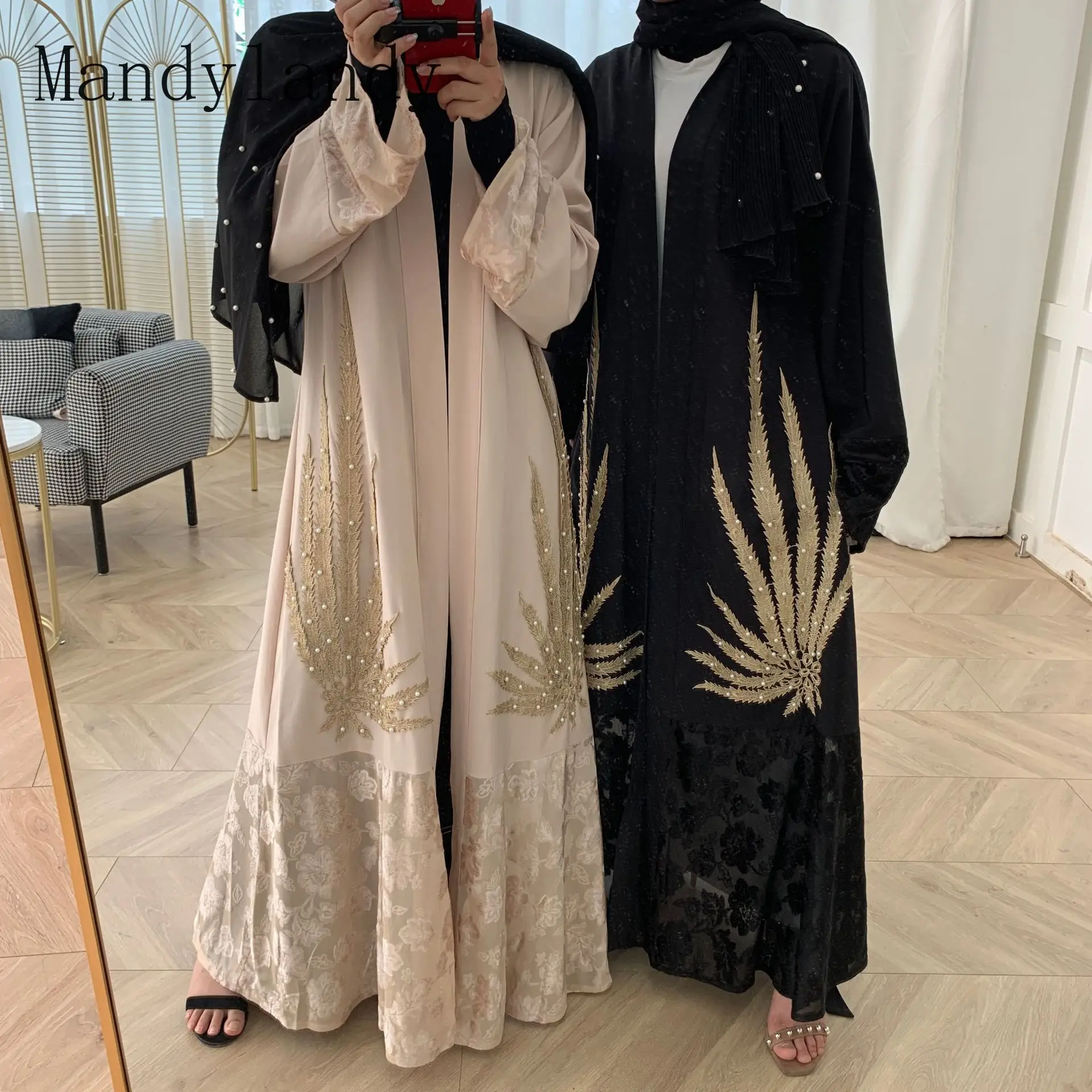 

Mandylandy принт в мусульманском стиле Абаи кимоно из бисера Кардиган со вставками исламский халат мусульманское платье Marocain Кафтан Исламская К...
