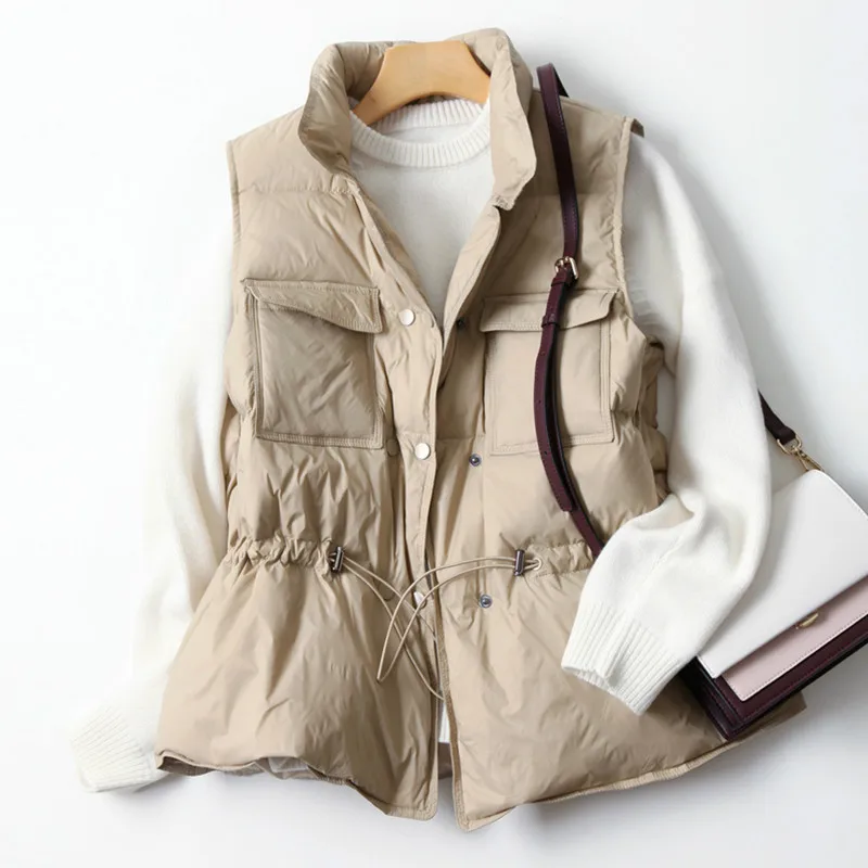 New Duck Down Coat Jacket Women Loose Double Breasted Warm Parkas Female Sleeveless Sash Tie Up Down Outwear
New Duck Down Coat Jacket Women Loose Double Breasted Warm Parkas Female Sleeveless Sash Tie Up Down Outwear