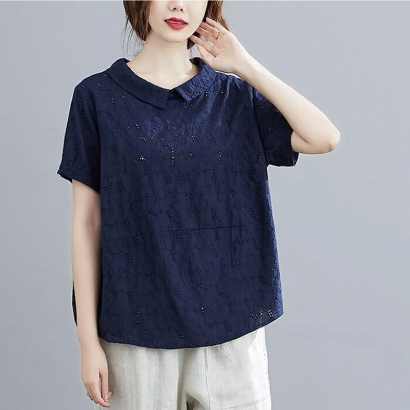 Women Summer Loose T-Shirts Tops Female Hollow Out Short Sleeve Fashion Elegant Tops Tees Casual T-Shirt Lady Tops J152
Women Summer Loose T-Shirts Tops Female Hollow Out Short Sleeve Fashion Elegant Tops Tees Casual T-Shirt Lady Tops J152