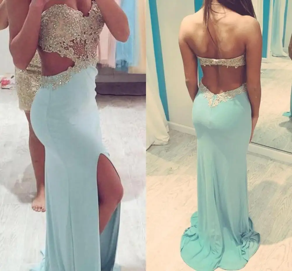 Prom Dresses with Slit Side Cut Out Sweetheart Sexy Party Dresses Beaded Appliques Backless Evening Gowns Robe De Soriee
Prom Dresses with Slit Side Cut Out Sweetheart Sexy Party Dresses Beaded Appliques Backless Evening Gowns Robe De Soriee