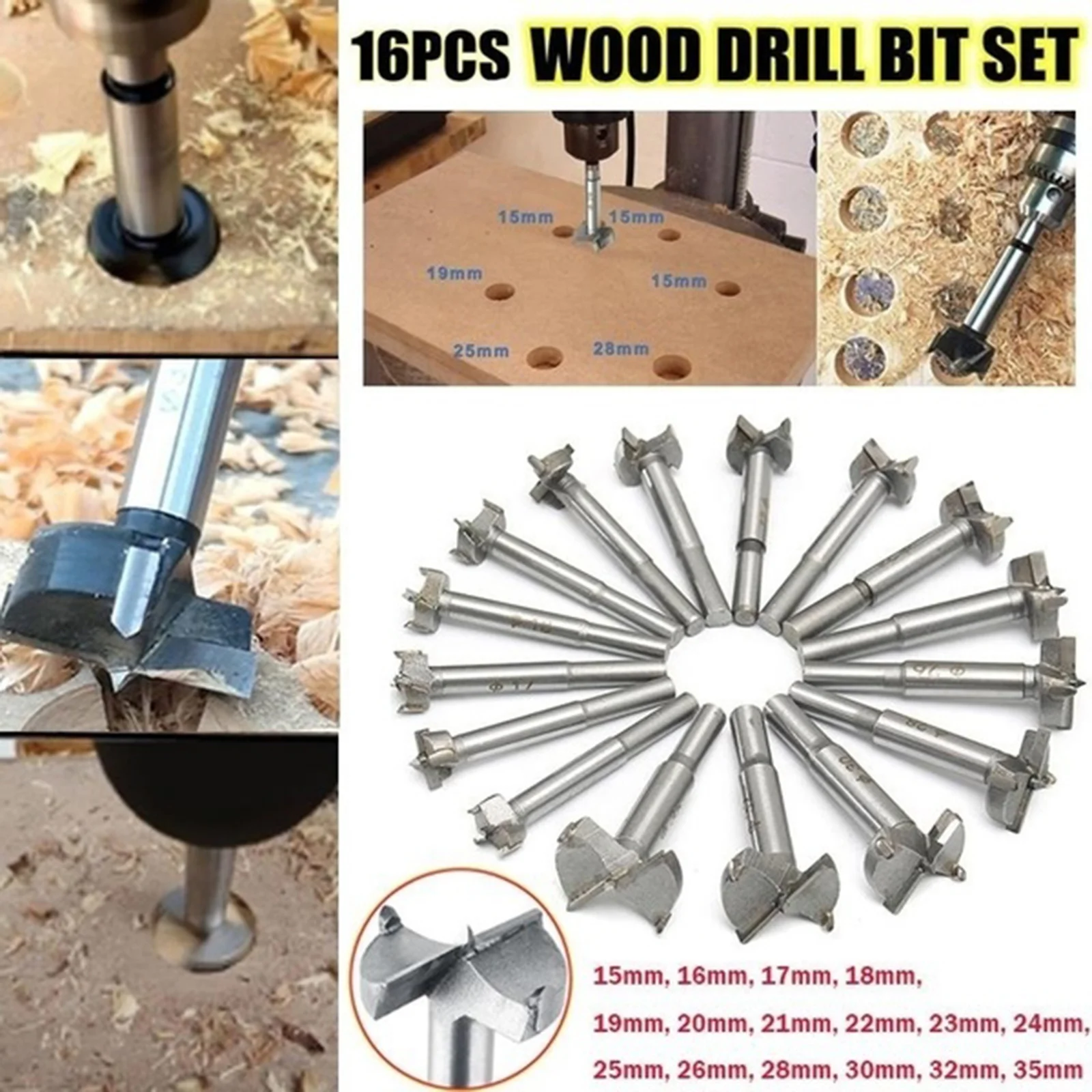 16pcs Woodworking Self Centering Hole Saw Cemented Carbide Cylindrical Cutters Alloy HHd Carbid Punch Tool Drill
16pcs Woodworking Self Centering Hole Saw Cemented Carbide Cylindrical Cutters Alloy HHd Carbid Punch Tool Drill