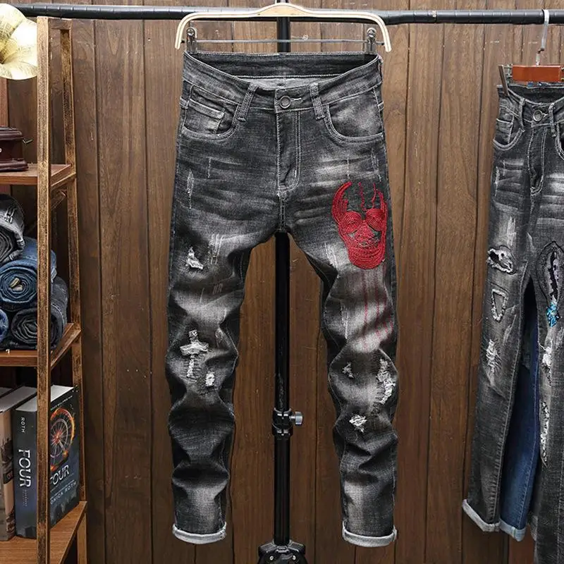 New Arrivals Men's Fashion Jeans Ripped Denim Pants Stretch Motor Straight Vintage Trousers
New Arrivals Men's Fashion Jeans Ripped Denim Pants Stretch Motor Straight Vintage Trousers