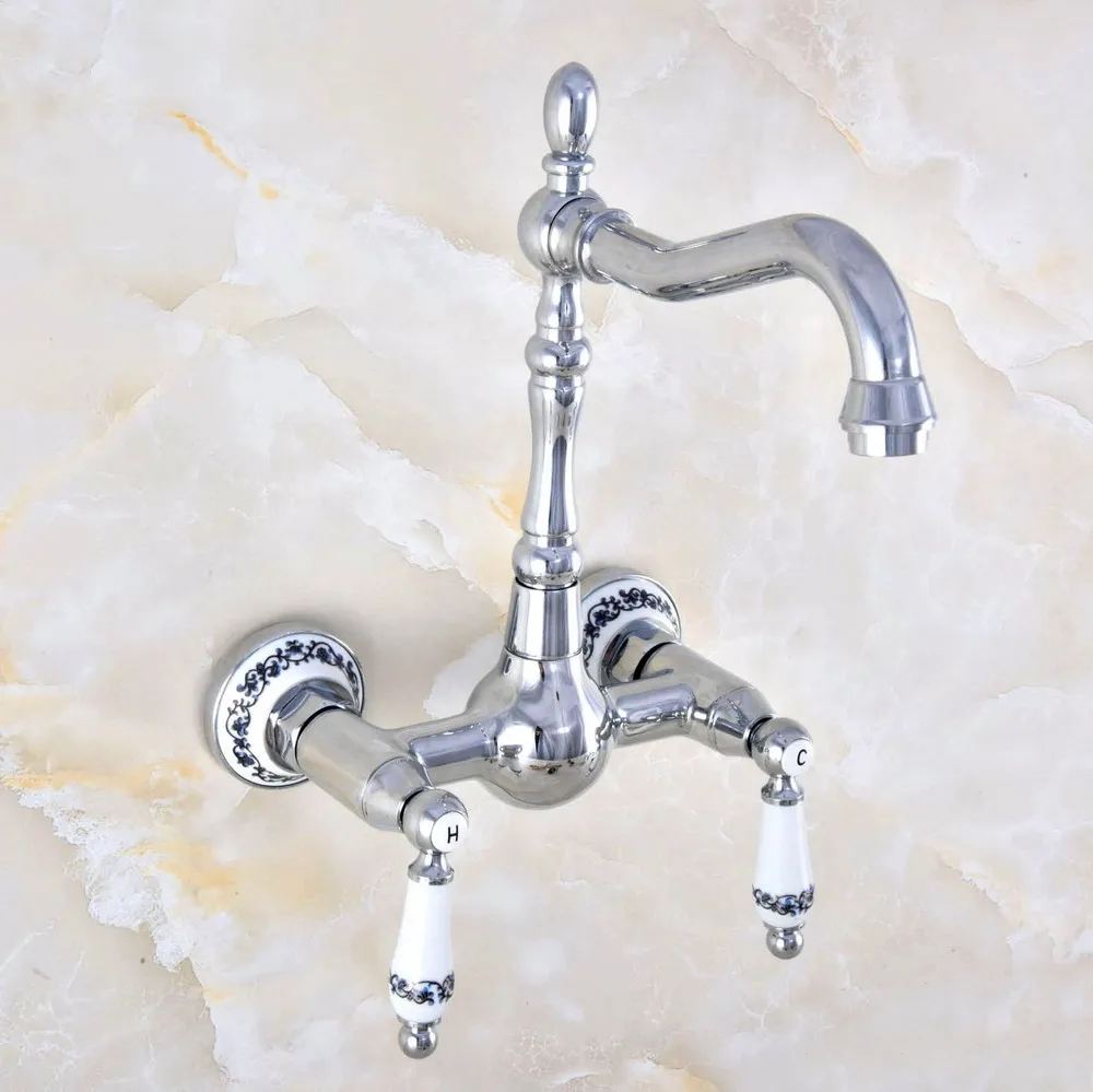 Silver Chrome Brass 2 Hole Ceramic Handle Wall Mounted Kitchen Bathroom Basin Faucet Sink Mixer Taps Swivel Spout 360' dnf567
Silver Chrome Brass 2 Hole Ceramic Handle Wall Mounted Kitchen Bathroom Basin Faucet Sink Mixer Taps Swivel Spout 360' dnf567