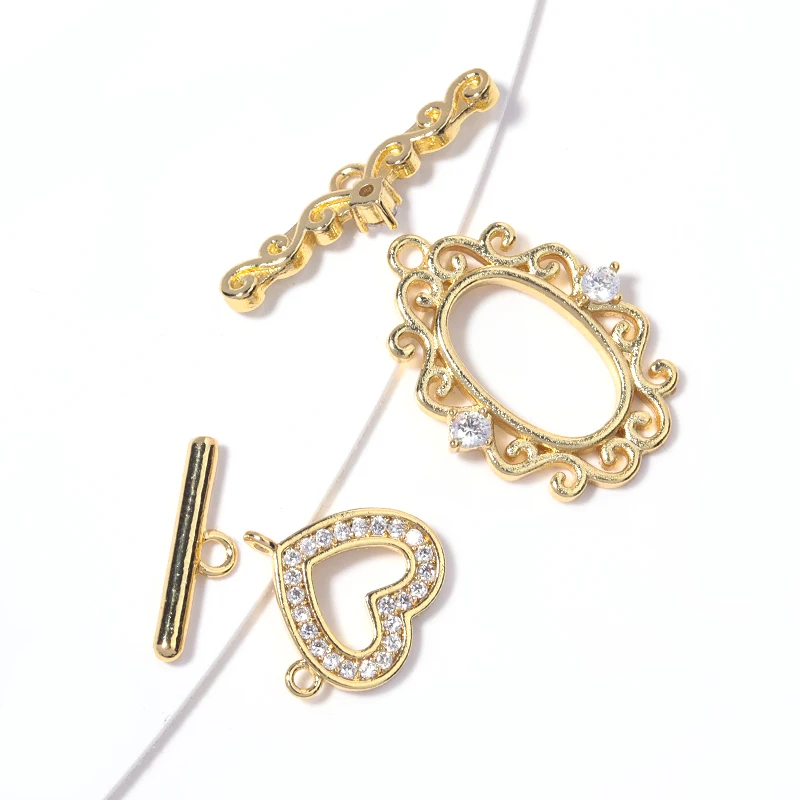 4 Set Gold Plated Zircon Heart Toggle Clasps OT Clasps Connectors For DIY Bracelet Necklace Jewelry Findings Making Accessories 
4 Set Gold Plated Zircon Heart Toggle Clasps OT Clasps Connectors For DIY Bracelet Necklace Jewelry Findings Making Accessories