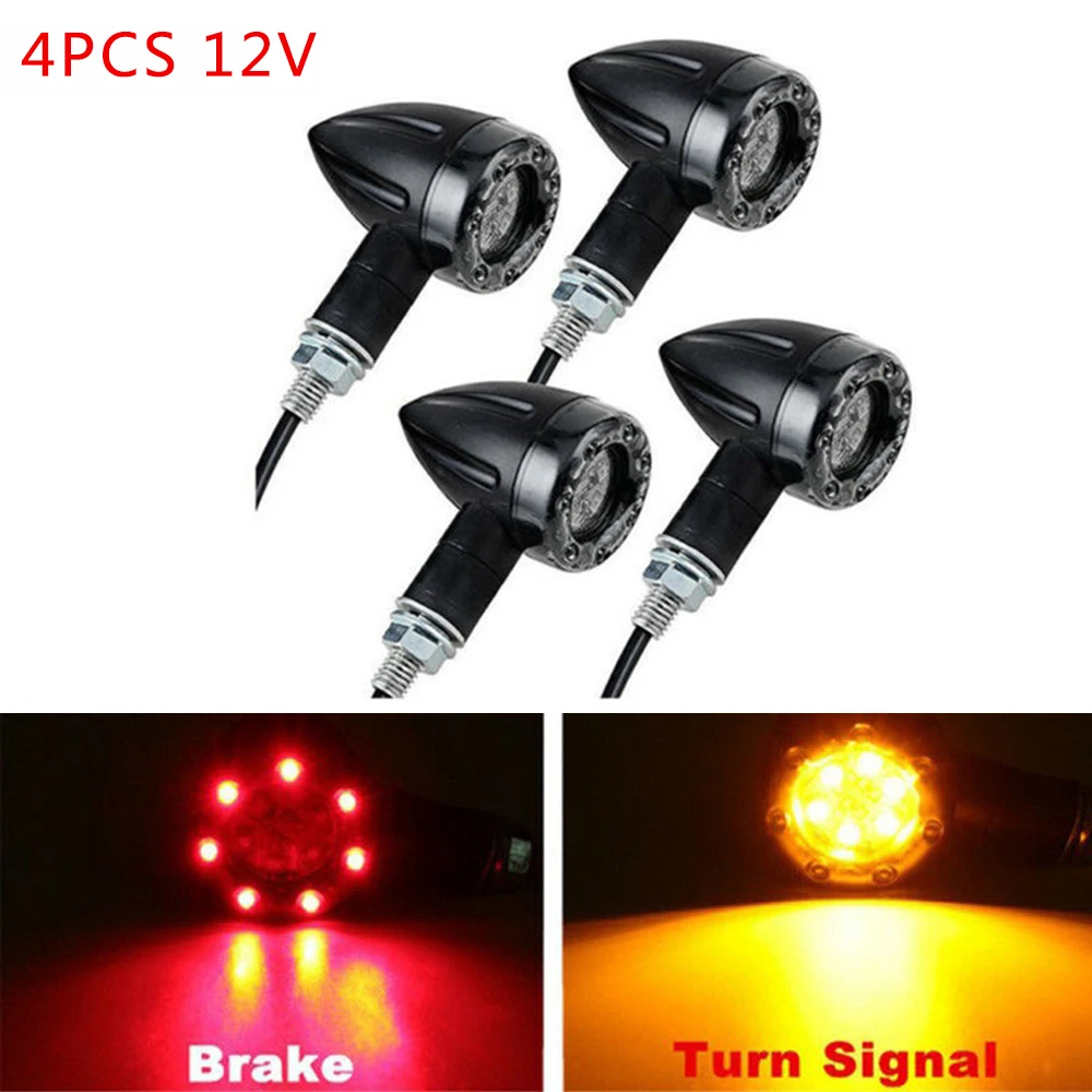 Motorcycle Turn Signal Light Brake Lights Bullet DC 12V 4pcs Universal