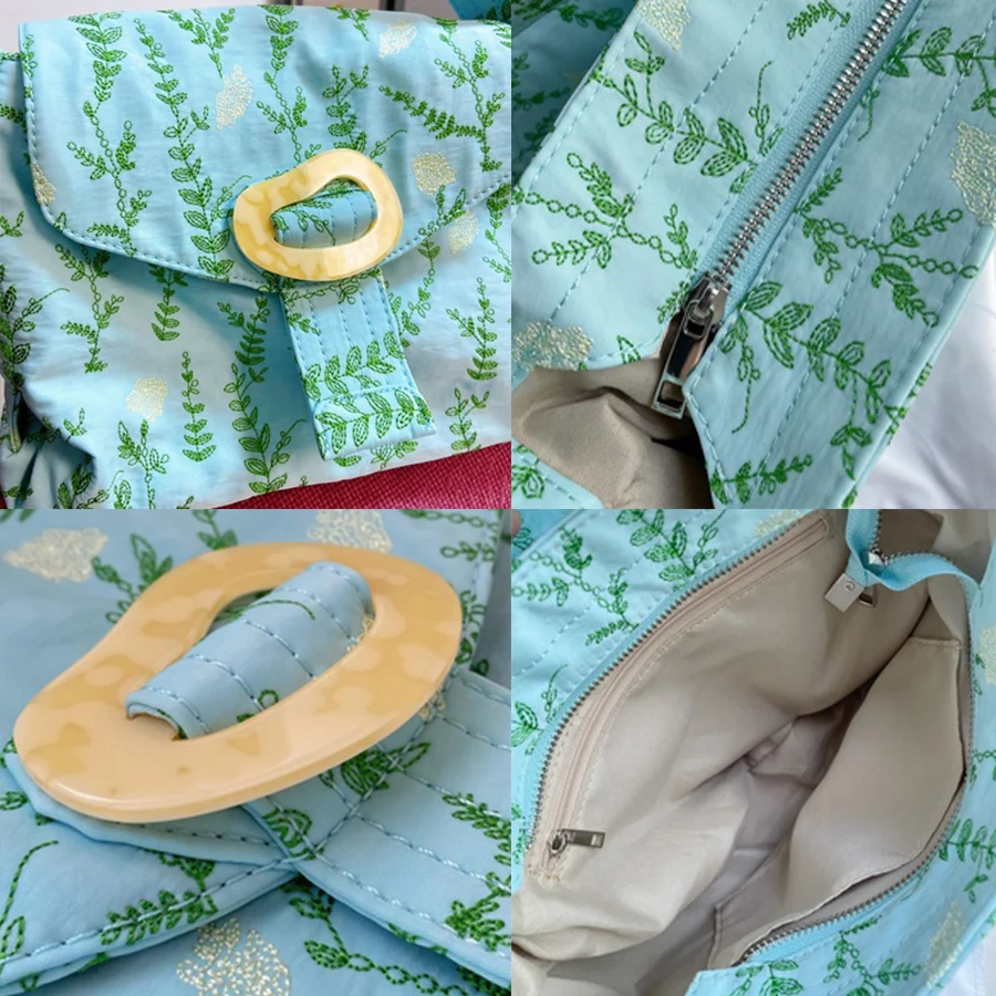 Embroidery Flower Baguette Bags for Women Nylon Green Ladies Shoulder Bag Large Capacity Female Shopper Handbag Brand Designer
Embroidery Flower Baguette Bags for Women Nylon Green Ladies Shoulder Bag Large Capacity Female Shopper Handbag Brand Designer