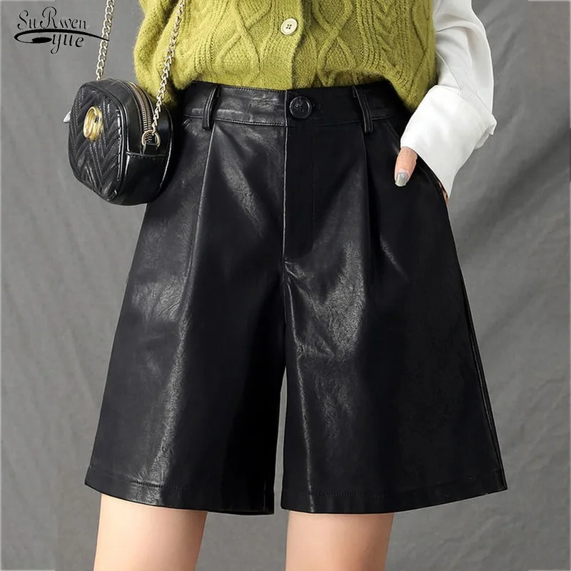 Women's Autumn Winter Bermuda Elastic Waist Loose Five Points Leather Trouser Fashion PU Leather Shorts Plus Size Shorts 17188
Women's Autumn Winter Bermuda Elastic Waist Loose Five Points Leather Trouser Fashion PU Leather Shorts Plus Size Shorts 17188