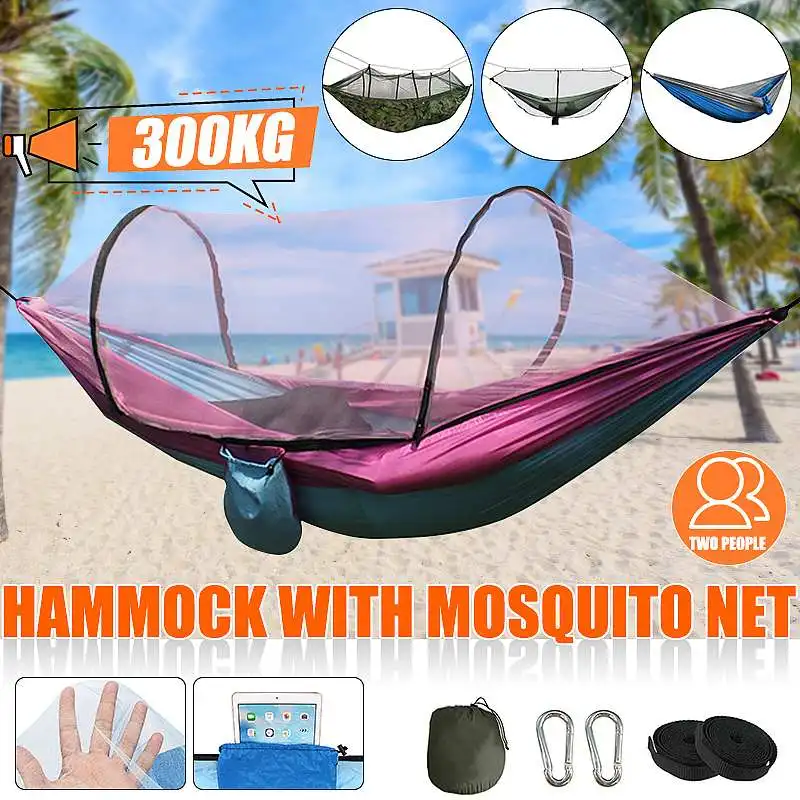 NEW Portable Camping Hammock with Mosquito Net Pop-up Frame Outdoor Parachute Hammocks Anti-rollover Garden Swing Bed 260x140cm
NEW Portable Camping Hammock with Mosquito Net Pop-up Frame Outdoor Parachute Hammocks Anti-rollover Garden Swing Bed 260x140cm