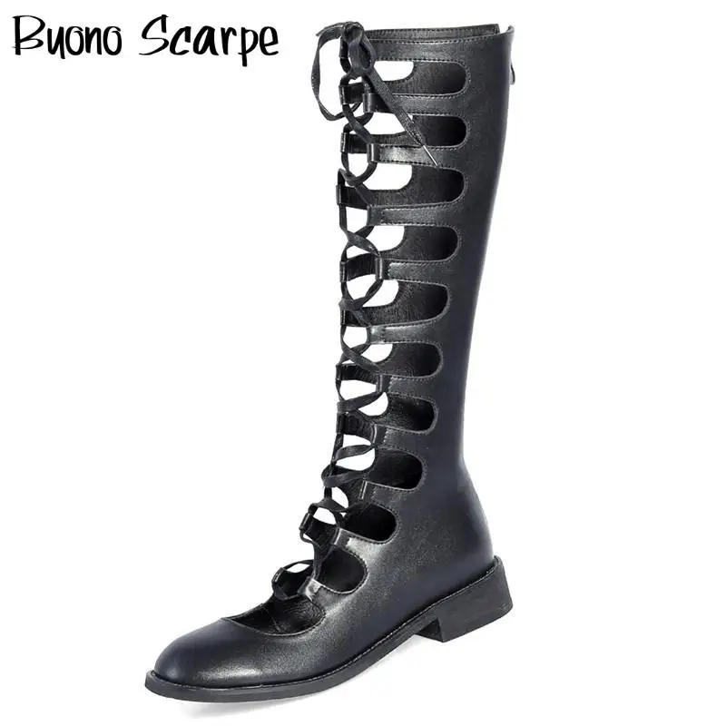 Women Boots Zipper Round Toe Sexy Real Lesther Summer Boots Cross-strap Gladiator Boots Breathable Non-slip Hollow Out Shoes
Women Boots Zipper Round Toe Sexy Real Lesther Summer Boots Cross-strap Gladiator Boots Breathable Non-slip Hollow Out Shoes