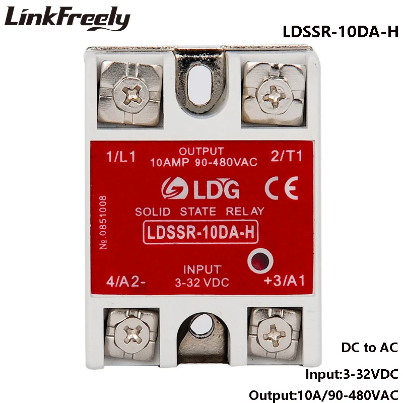 SSR 10DA H/25DA H/40DA H/60DA H Однофазное твердотельное реле DC In 5V 12V 24VDC Out 24 380VAC 10A 25A 40A 60A|Реле| |