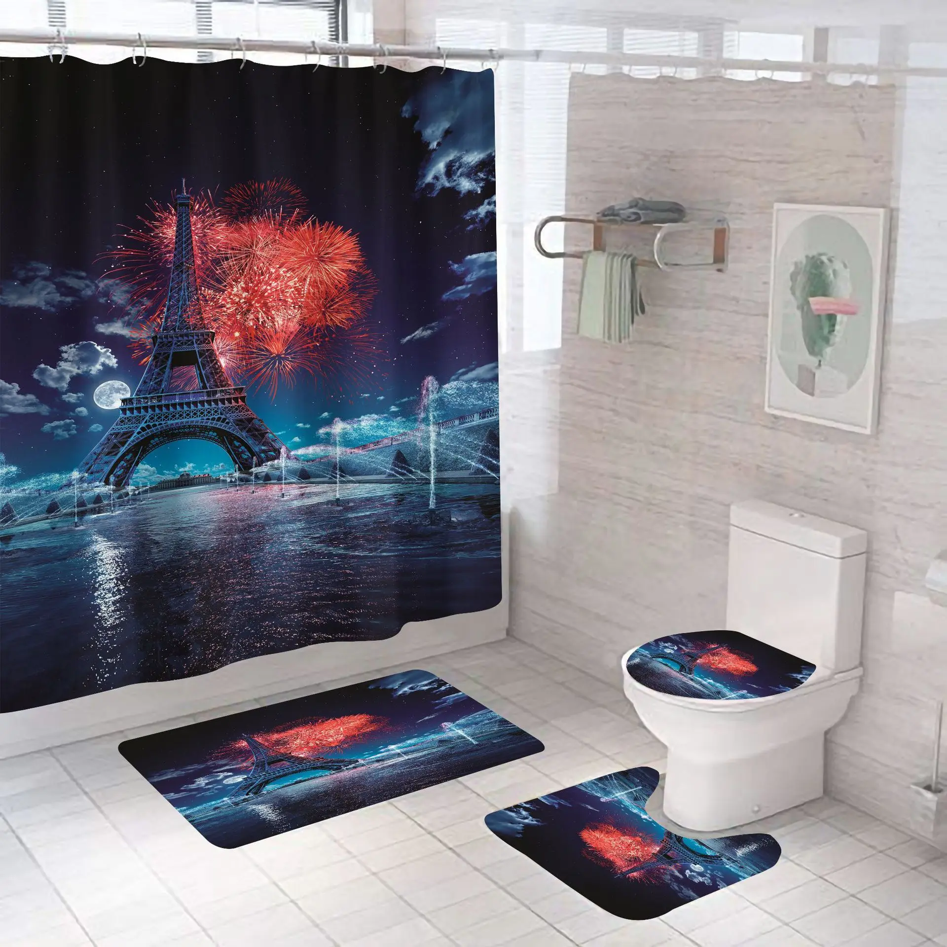 3D digital printing personality style simple and creative home decoration Paris Tower bathroom waterproof shower curtain
3D digital printing personality style simple and creative home decoration Paris Tower bathroom waterproof shower curtain
