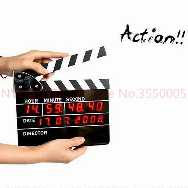 Цифровые часы Clapperboard светодиодный Будильник рабочий стол шиферный