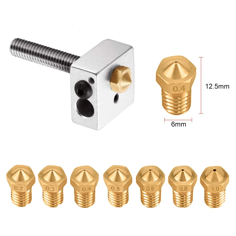 Aokin 5pcs 3D Printer Accessories V5 V6 M6 Threaded Nozzle 0.2-1.0mm For 1.75mm 3.0mm Filament Full Metal For E3D
Aokin 5pcs 3D Printer Accessories V5 V6 M6 Threaded Nozzle 0.2-1.0mm For 1.75mm 3.0mm Filament Full Metal For E3D