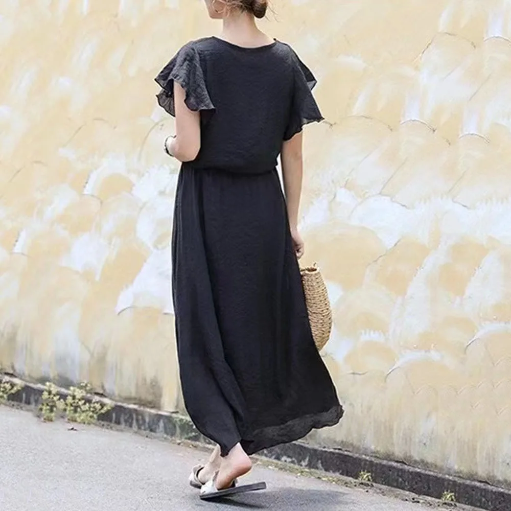 Korean Fashion Women's Dress 2021 Summer Loose Casual Simple Elegant Oversize Temperament Chiffon Round Neck Lotus Sleeve
Korean Fashion Women's Dress 2021 Summer Loose Casual Simple Elegant Oversize Temperament Chiffon Round Neck Lotus Sleeve