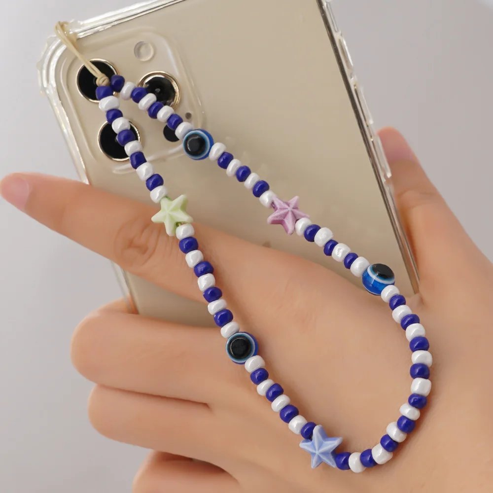 Fashion Popular Bohemian Blue And White Beaded Acrylic Eyes Starfish Mobile Phone Chain Women's Anti-Lost Lanyard Jewelry Gifts
Fashion Popular Bohemian Blue And White Beaded Acrylic Eyes Starfish Mobile Phone Chain Women's Anti-Lost Lanyard Jewelry Gifts