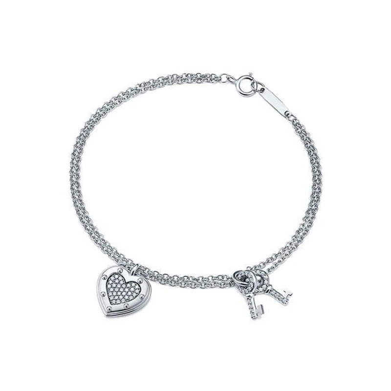 Zircon Heart & 2 Keys Bracelets for Women Girl Ladies Valentine Gift Hot Sale 1:1 S925 Sterling Silver Brand Jewelry
Zircon Heart & 2 Keys Bracelets for Women Girl Ladies Valentine Gift Hot Sale 1:1 S925 Sterling Silver Brand Jewelry